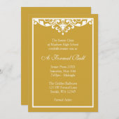 金ゴールドおよび白の華麗さのフォーマルなプロムのダンスの球 招待状 (正面/裏面)