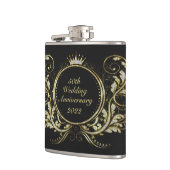 金ゴールドおよび白フェイクグリッターフローラフレーム フラスク (左)