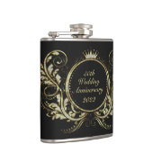 金ゴールドおよび白フェイクグリッターフローラフレーム フラスク (右)