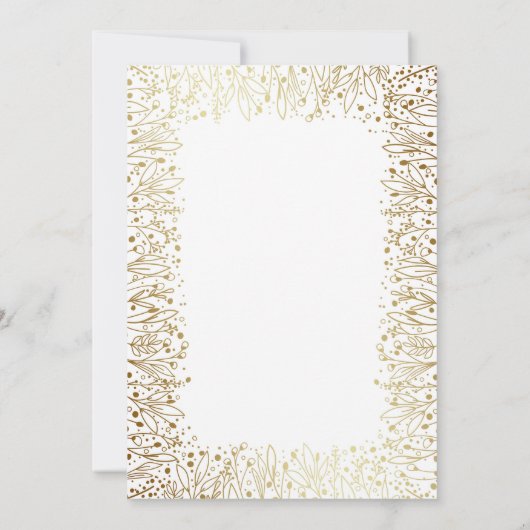 金ゴールドおよび白人の花のヴィンテージの婚約パーティ 招待状 (裏面)