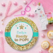 金ゴールドおよび真新しいベビーシャワーのプレートをぽんと鳴らすために用意して下さい ペーパープレート (パーティー)