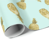 金ゴールドおよび真新しい水彩画のパイナップル ラッピングペーパー (ロールコーナー)