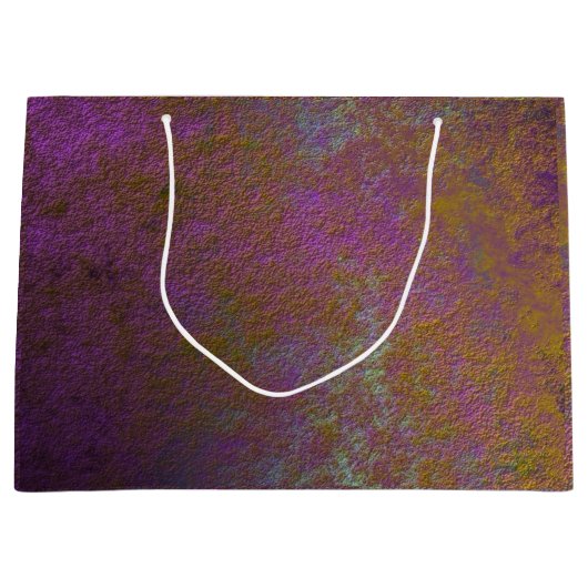 金ゴールドおよび紫色の抽象デザイン ラージペーパーバッグ (正面)
