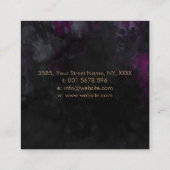 金ゴールドおよび紫色の水彩画の木 スクエア名刺 (裏面)