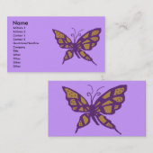 金ゴールドおよび紫色の蝶名刺 名刺 (正面/裏面)