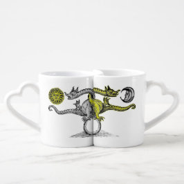 金ゴールドおよび統一されたな銀のドラゴン ペアカップ