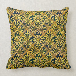 金ゴールドおよび緑の格子垣のはっきりしたな《植物》百日草 クッション