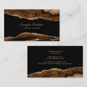 金ゴールドおよび茶色の瑪瑙の名刺 名刺 (正面/裏面)