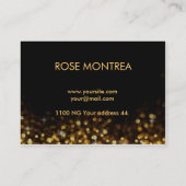 金ゴールドおよび落ちる黒いグリッターの《写真》ぼけ味の名刺 名刺 (裏面)