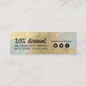 金ゴールドおよび虹色グリッターテクスチャ スキニー名刺 (裏面)