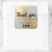 金ゴールドおよび虹色グリッターテクスチャ スクエアシール (バッグ)