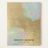 金ゴールドおよび虹色グリッターテクスチャ プランナー手帳 (裏面)