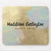 金ゴールドおよび虹色グリッターテクスチャ マウスパッド (正面)