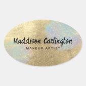 金ゴールドおよび虹色グリッターテクスチャ 楕円形シール (正面)