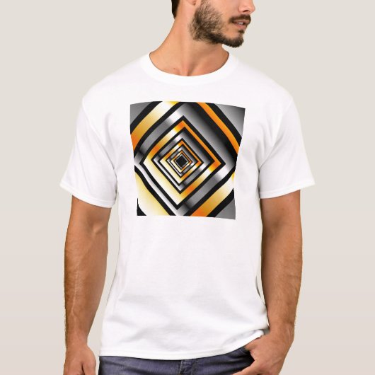 金ゴールドおよび見通しを形作る銀の正方形 Tシャツ (正面)