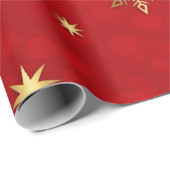 金ゴールドおよび赤いクリスマスの包装紙ロール ラッピングペーパー (ロールコーナー)