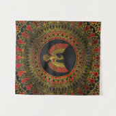 金ゴールドおよび赤によって飾られるフェニックスの鳥の記号 タペストリー (正面(横))