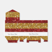 金ゴールドおよび赤グリッターストライプ印刷 フェイバーボックス (折り畳みなし)