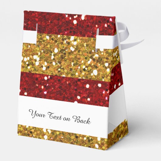 金ゴールドおよび赤グリッターストライプ印刷 フェイバーボックス (裏面サイド)