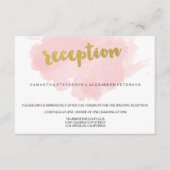 金ゴールドおよび赤面の水彩画の結婚披露宴 エンクロージャーカード (正面)