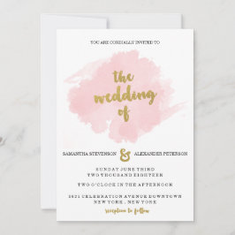 金ゴールドおよび赤面の結婚式招待状 招待状