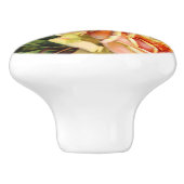 金ゴールドおよび赤面ヴィンテージバラ セラミックノブ (側面)