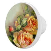 金ゴールドおよび赤面ヴィンテージバラ セラミックノブ (右)