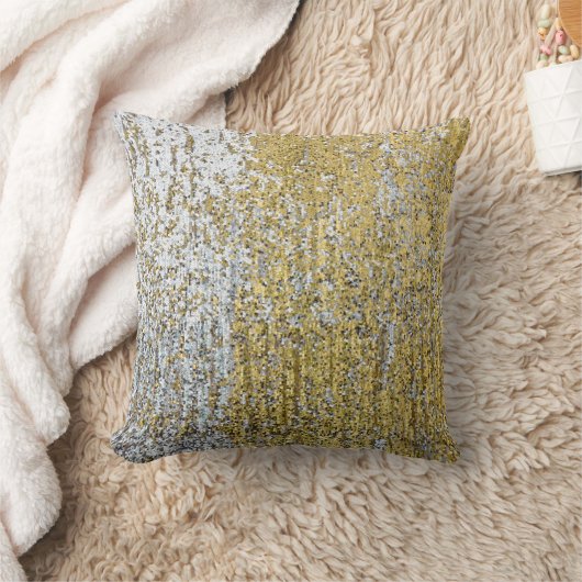 金ゴールドおよび銀のグランジなグリッターの投球のソファの枕 クッション (ブランケット)