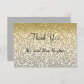 金ゴールドおよび銀のグリッターの水晶のエレガントな結婚式 サンキューカード (正面/裏面)