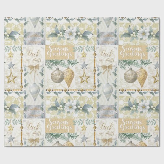 金ゴールドおよび銀の金属一見のクリスマスのギフト用包装紙 ラッピングペーパー (フラット)