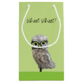 金ゴールドおよび銀製の掘り進むフクロウの沿岸絵画 スモールペーパーバッグ (裏面)