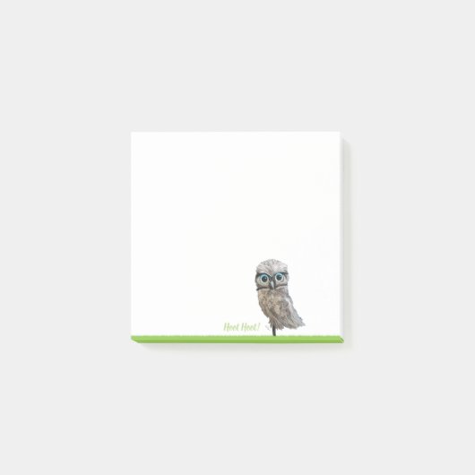 金ゴールドおよび銀製の掘り進むフクロウの装飾 ポストイット (正面)