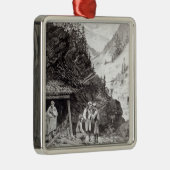 金ゴールドおよび銀製鉱山 メタルオーナメント (右)