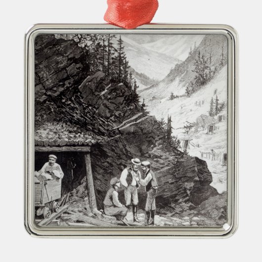 金ゴールドおよび銀製鉱山 メタルオーナメント (正面)