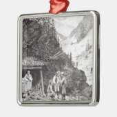 金ゴールドおよび銀製鉱山 メタルオーナメント (左)