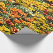 金ゴールドおよび錆の菊の豊富な分野 ラッピングペーパー (角)