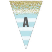 金ゴールドおよび青いハッピーバースデーの旗 バンティングフラッグ (第3の旗)