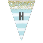 金ゴールドおよび青いハッピーバースデーの旗 バンティングフラッグ (第2の旗)