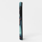 金ゴールドおよび青いフラクタルの花 Case-Mate iPhoneケース (裏面/左)