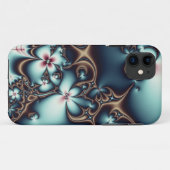 金ゴールドおよび青いフラクタルの花 Case-Mate iPhoneケース (裏面(横))