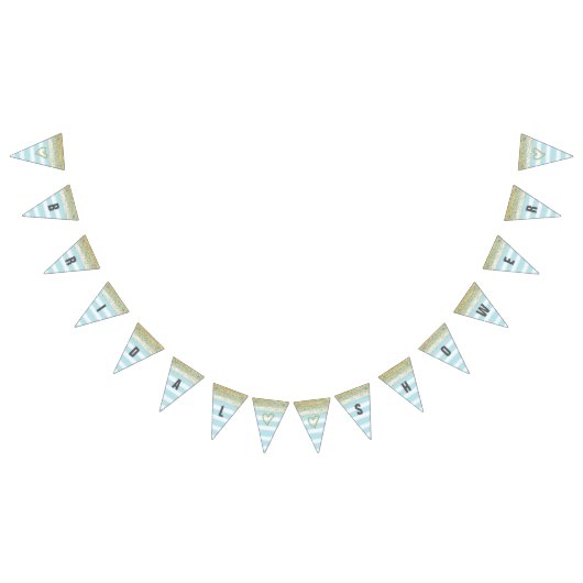 金ゴールドおよび青いブライダルシャワーの旗 バンティングフラッグ (全)