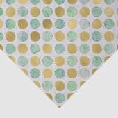 金ゴールドおよび青い水彩画の水玉模様 薄葉紙 (詳細)