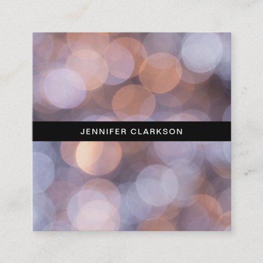 金ゴールドおよび青い《写真》ぼけ味のプロフェッショナルのカメラマン スクエア名刺 (正面)