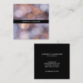 金ゴールドおよび青い《写真》ぼけ味のプロフェッショナルのカメラマン スクエア名刺 (正面/裏面)