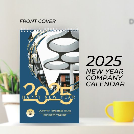 金ゴールドおよび青新年のカスタマイズビジネスカレンダー カレンダー