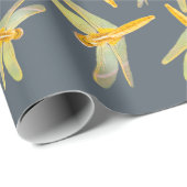 金ゴールドおよび黄色トンボ ラッピングペーパー (ロールコーナー)