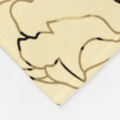 金ゴールドおよび黄色バラのプリント フリースブランケット (角)