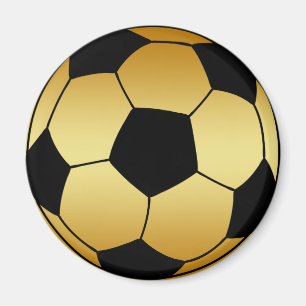 金ゴールドおよび黒いサッカーボール マグネット