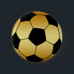 金ゴールドおよび黒いサッカーボール 缶バッジ<br><div class="desc">この金ゴールドおよび黒いサッカーボールのデザインのサッカーのためのあなたの愛を示して下さい。</div>
