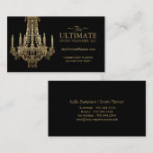 金ゴールドおよび黒いシャンデリアの名刺 名刺 (正面/裏面)